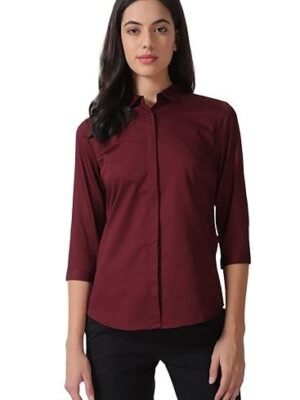Women's Regular Fit Solid 3/4 Sleeve 100% Cotton Shirt