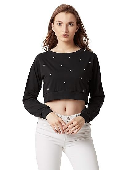 Miss Chase Women's Grey Pearl Crop Top