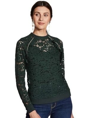 Women's Lace Regular Fit Shirt - Bottle Green