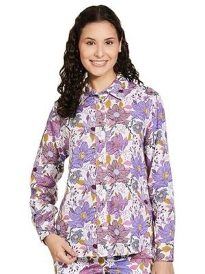 Marks & Spencer Womens Floral Linen Blend Collared Neck Regular Fit Shirt